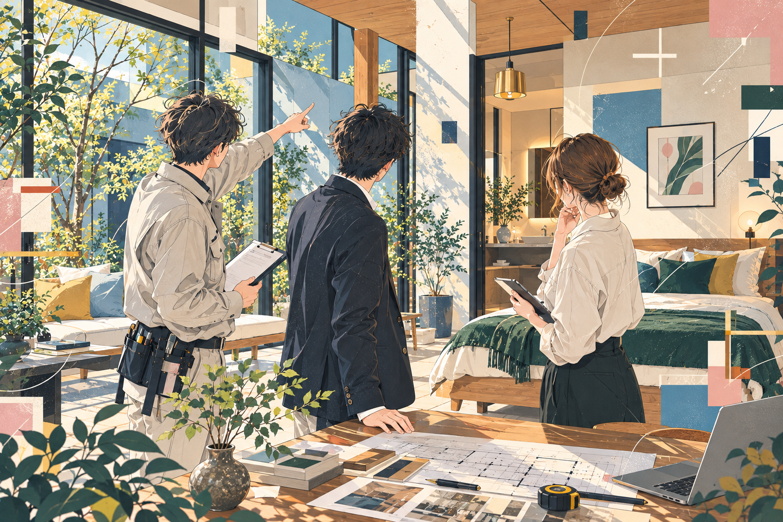 宿泊事業の計画について打ち合わせをするイメージ